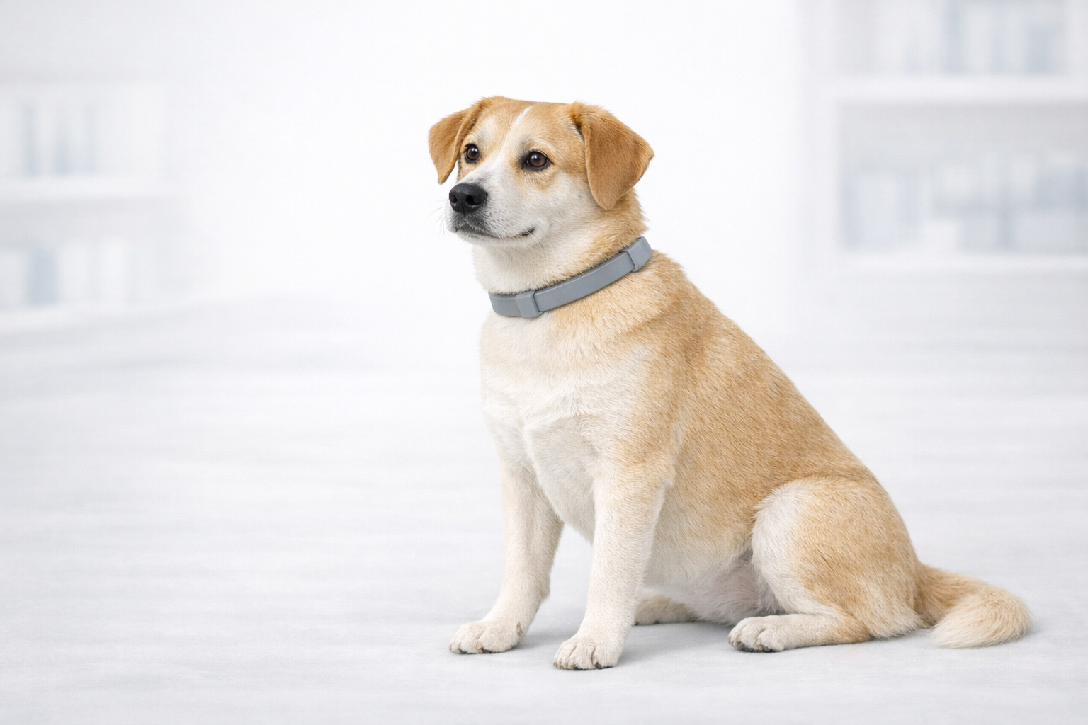 Dog wearing a properly fitted flea collar, illustrating flea prevention methods and safety considerations